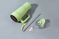 Tasses à café, à lait et à thé en acier inoxydable, dégradé bleu et blanc, bouteilles d'eau, gobelet isotherme sous vide de 40 oz, tasse de voyage avec poignée
