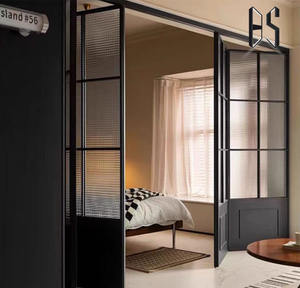 Porte pliante en alliage d'aluminium de haute qualité, insonorisée et anti-bruit, style rétro français, adaptée aux cloisons de pièce - Product Image 1