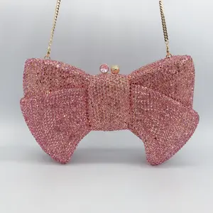 Bolsa de noite com cristal, bolsa brilhante de strass com alça para festa à noite