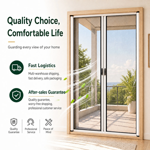 Puerta <span class=keywords><strong>Mosquitera</strong></span> <span class=keywords><strong>Enrollable</strong></span> Retráctil sin Rieles, Pantalla Plisada Antimosquitos para Entrada de Villa de Lujo - Product Image 4