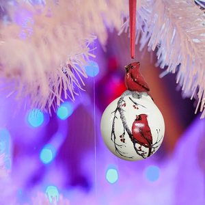 Adorno de bola de Navidad de cerámica al por mayor con Cardenal rojo - Product Image 5