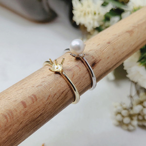 WENCHI S925 Argent DIY Anneau texturé pour perles rondes de 6-8mm, support de bijoux avec modèle 12001 - Product Image 1