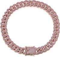 Collier pour chien Kingtale en or rose, chaîne cubaine en métal avec diamants, collier pour chat et chien, accessoires de bijoux en cristal