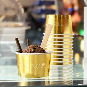 Tazones de Helado y Yogur Biodegradables Certificados para Uso Alimentario, de 3oz y 5oz, Dorados, de Lujo, Material Grueso, Impermeables y Resistentes a la Grasa, para Panadería y Cafetería - Product Image 2