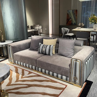 Canapé modulaire en tissu mat de luxe léger, combinaison de canapés haut de gamme pour villa, appartement, salon, canapé design multifonctionnel