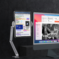 Support de tablette et de téléphone portable en alliage d'aluminium réglable à 360 degrés, compatible avec iPad, argent/gris, pour les personnes paresseuses