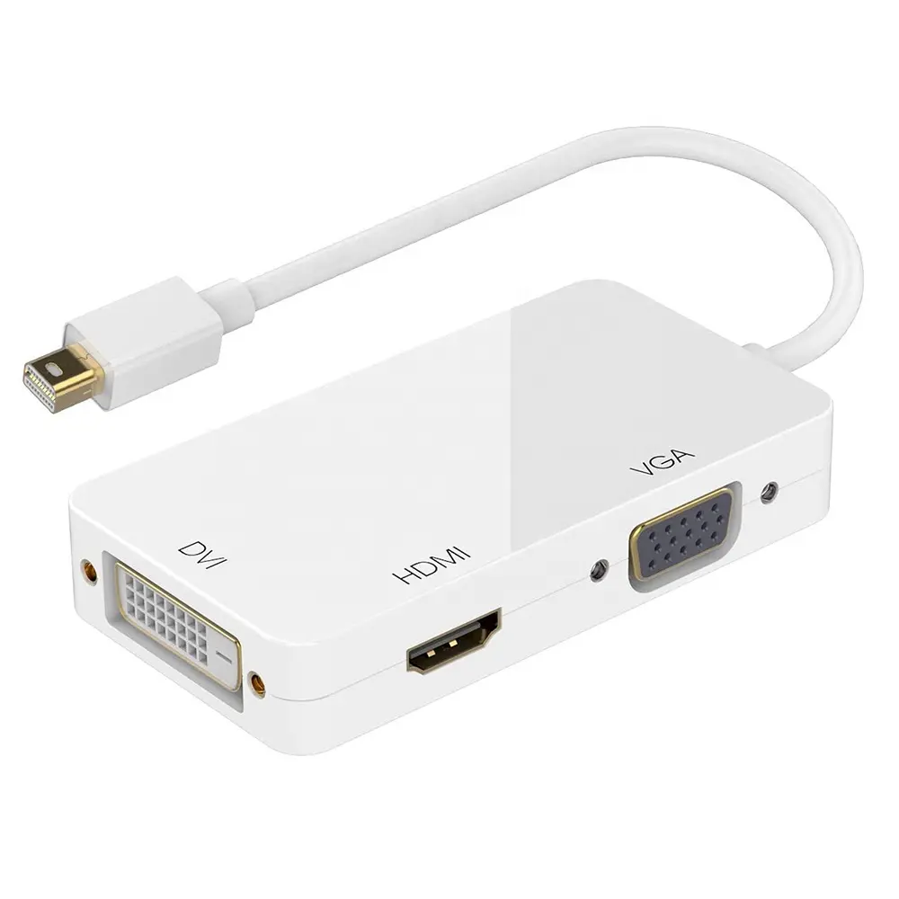 Adaptateur 3-en-1 Thunderbolt <span class=keywords><strong>Mini</strong></span> DP mâle vers HDMI, <span class=keywords><strong>DVI</strong></span>, VGA femelle, Port d'affichage, câble de convertisseur pour Apple MacBook Air Pro MDP