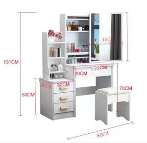 Dormitorio <span class=keywords><strong>con</strong></span> <span class=keywords><strong>Espejo</strong></span> Iluminado, Gabinete <span class=keywords><strong>de</strong></span> Almacenamiento Integrado, <span class=keywords><strong>Tocador</strong></span> Pequeño Moderno y Minimalista, <span class=keywords><strong>Tocador</strong></span> <span class=keywords><strong>de</strong></span> Maquillaje <span class=keywords><strong>de</strong></span> Lujo - Product Image 6