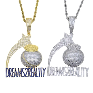 Collana con Ciondolo 'DREAMS 2 REALITY' con Zirconi Cubici, Gioielli Hip Hop all'Ingrosso - Product Image 5