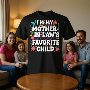 Camiseta con humor infantil: Soy el favorito de mi suegra, regalo familiar - Product Image 3