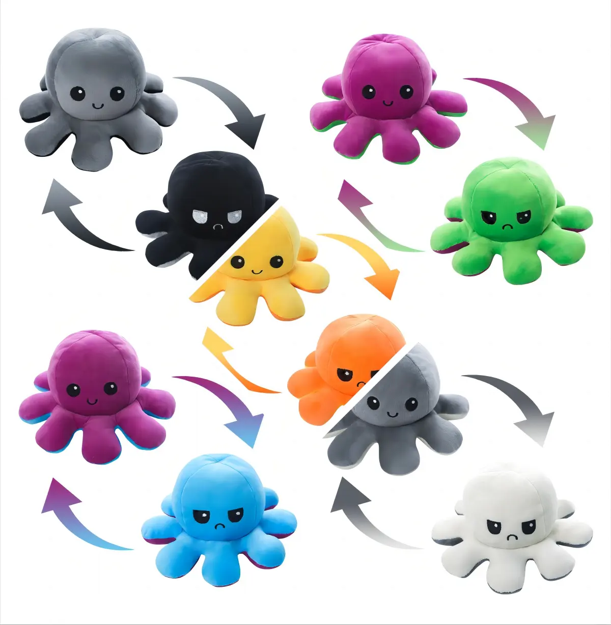 Reversible Octopus Plush for Kid Gift Custom Cute Octopus Stuffed toy