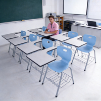 Chaises de formation pour écoles de commerce, ensemble de chaises de réunion modernes en plastique ergonomiques avec accoudoirs et tablette d'écriture