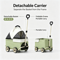 Poussette pour animaux de compagnie, petite poussette pliable en métal pour chats et chiens, idéale pour les sorties en plein air