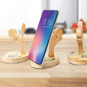 Soporte para Teléfono de Bambú con Forma de Kung Fu, Soporte de Escritorio de Madera Natural, Personalizable, para Regalo - Product Image 1