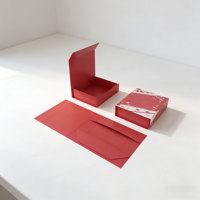 Boîtes cadeaux magnétiques personnalisées imperméables rouges, motif abstrait géométrique, emballage en papier rigide pliable, personnalisable