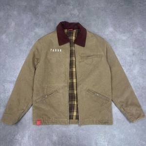 Jaqueta Casual Masculina Vintage de Alta Qualidade com Caimento Solto, Estilo <span class=keywords><strong>Streetwear</strong></span>, Bordada, Forrada, com Zíper e Gola Dobrável em Lona - Product Image 3