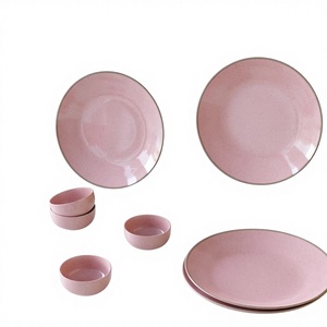 ชุดถ้วยชามเซรามิคลายหินอ่อนมิ้นท์มันวาวสำหรับรับประทานอาหารของขวัญปีใหม่ - Product Image 1