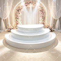 Plateforme de scène de mariage ronde à 3 niveaux MUWEI, support de présentation circulaire blanc pour événements, cérémonies et décorations de fête en métal