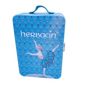 Emballage vide en forme de valise rectangulaire de luxe Boîte à cosmétiques en fer blanc Boîte à cosmétiques en fer blanc avec poignée et serrure - Product Image 5