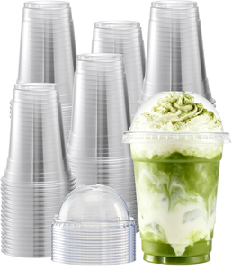 Vasos Desechables para Boba al por Mayor, 16oz 22oz, Vasos de Plástico PET para Té de Burbujas, Logotipo Personalizado con Tapa de Domo, OEM - Product Image 1