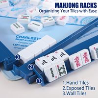 Jeu de Mahjong surdimensionné personnalisé avec tuiles à grands caractères 36x25x15mm, coffret cadeau de luxe avec sac de transport, support et tapis de mélange de cartes