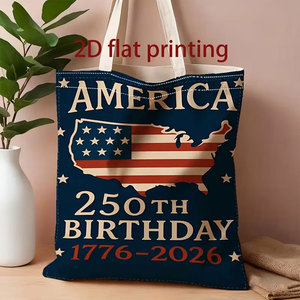 American <strong>Flag</strong> Bald Eagle Canvas Bag Patriotic USA Shoulder Bag Reusable Grocery Shopping Bag for 4th of July Independence Day - Product Image 4