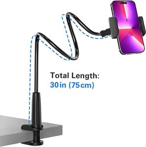 Support de téléphone flexible col de cygne pour lit, support de téléphone portable mains libres pour bureau, pince de fixation pour visionnement aérien - Product Image 3