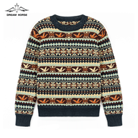 Vente en gros d'AiNear Logo personnalisé Design Oem & Odm Pull-over en laine tricoté de haute qualité à manches longues et col rond Fair Isle pour hommes