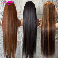 Perruque en cheveux humains lisses naturels en gros, perruque frontale en dentelle HD 13x4 avec nœuds blanchis, perruque brésilienne en cheveux humains pour femmes noires