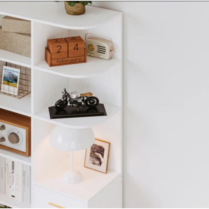 Estantería de esquina de 76 de altura, 6 niveles, en forma de <span class=keywords><strong>L</strong></span>, con 10 Estantes abiertos, 2 cajones de almacenamiento para sala de estar, hogar y oficina - Product Image 6