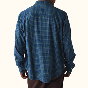 New Arrival Loose Relax 100% Cotton <strong>Shirts</strong> Men Long Sleeve Plaid Custom Logo Print Men <strong>Shirt</strong> - Product Image 3