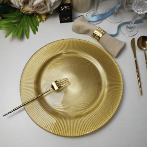<span class=keywords><strong>SONYA</strong></span> DINNERWARE Venta al por mayor Platos de presentación elegantes con diseño Ray para bodas, de vidrio ecológico - Product Image 3