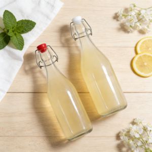 ขวดแก้วขนาด 1 ลิตร พร้อมฝาเปิดปิดแบบพลิก ขวดเครื่องดื่มขนาด 25 ออนซ์ 750 มล. พร้อมจุกแบบโยก สำหรับครัวทำคอมบูชา ขายส่ง - Product Image 2