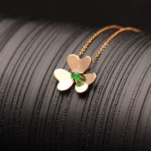 จี้รูปดอกไม้สุดคลาสสิกทำจากหยกหยกหยกสีเขียวบริสุทธิ์ทำจากหยกสุดหรูสีทอง18K สุดหรูตลอดกาล - Product Image 6