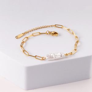 Fast Shipping Luxury Stainless Steel Jewelry Natural <b>Pearl</b> <b>Bracelet</b> for Party - Product Image 1