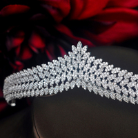 HIBRIDE Luxe Micro CZ Pave Sparkilng Femmes Diadème De Mariée Et Couronne Mariage Reine Diadème Bijoux Accessoires De Cheveux Cadeau De Fête C-74