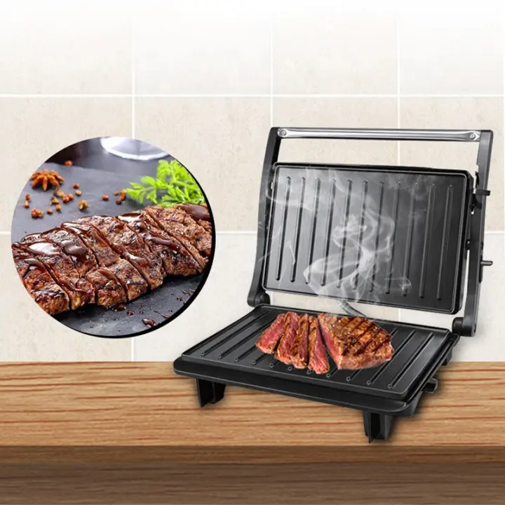 2 Scheiben Antihaft-Panini-Grill platten Hamburger presse elektrische Toaster-Grill maschine Frühstücks sandwich maschine