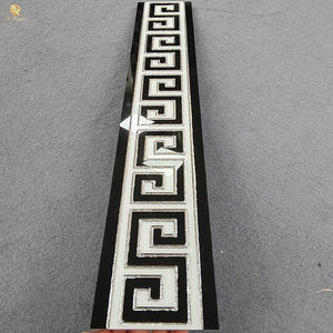 Springletile 계단 타일 디자인 세라믹 고급 벽 장식 테두리 타일 실버 그리스 키 패턴 광택 유리 테두리 타일 - Product Image 1