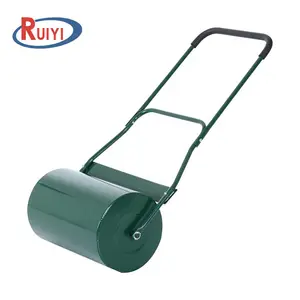 40L滚动草坪曝气器滚筒刮板杆可折叠手柄水或沙填充32厘米绿色园林工具推车