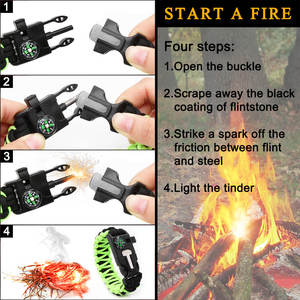 Braccialetto di <span class=keywords><strong>Sopravvivenza</strong></span> in Paracord Personalizzato con Logo, <span class=keywords><strong>Kit</strong></span> di Emergenza con Acciarino, Bussola e Fischietto per Campeggio e <span class=keywords><strong>Sopravvivenza</strong></span> all'Aperto - Product Image 3