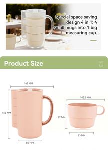 Portable <b>Plastic</b> 800Ml Drink Cup With 4 Pcs of 7Oz Water Pitcher Mug <b>Set</b> for Picnics Camping Travel - Product Image 4