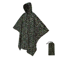 Poncho de pluie multifonction 3 en 1 à capuche, portable, camouflage, camping, extérieur, imperméable, léger, pliable, en polyester, OEM