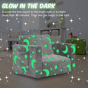 Divano pieghevole 2-in-1 per bambini luminoso flanella cartone animato peluche stella luna reclinabile orso seduto imbottito per le occasioni di compleanno - Product Image 6