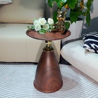Table basse de salon DISHI, couleur noyer, petite table basse, table de chevet ronde moderne pour la chambre à coucher