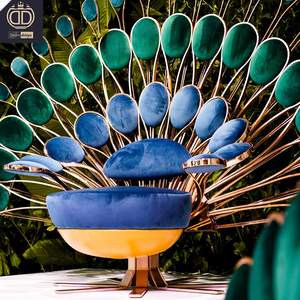Canapé individuel de luxe Visionnaire Pavone bleu et vert, fauteuil paon, designer, secteur artistique, club-house, hall d'hôtel, fauteuil trône - Product Image 5