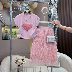 Conjunto de Falda y Blusa de Algodón para Niñas, Estilo Veraniego 2025, Chic, Manga Larga, Dos Piezas, Éxito en <span class=keywords><strong>TikTok</strong></span> - Product Image 4