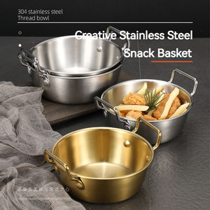 ตะกร้าขนมสแตนเลส 304 เกรดอาหาร ปลอดภัยต่อสิ่งแวดล้อม แบบมีหูจับคู่ สไตล์เกาหลี ขนาด 12/13/14 ซม. ปรับแต่งได้ เหมาะสำหรับใส่เฟรนช์ฟรายส์และของหวาน - Product Image 2