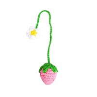 Tricoté à la main fleur de fraise voiture suspendus ornement créatif petite fleur accessoire pour rétroviseur de voiture objets décoratifs
