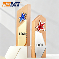 Trophée coloré haut de gamme personnalisé en cristal et bois gravé en 3D, poli et durable, pour réunions annuelles, événements d'entreprise, souvenir