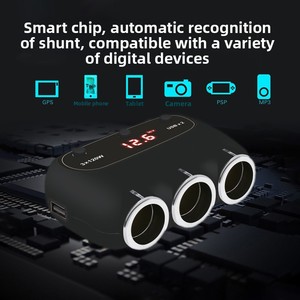 12V AC caricatore per Auto 4.8A uscita 3 <span class=keywords><strong>presa</strong></span> 2 USB <span class=keywords><strong>adattatore</strong></span> Auto elettronica <span class=keywords><strong>accendisigari</strong></span> <span class=keywords><strong>presa</strong></span> <span class=keywords><strong>adattatore</strong></span> monitoraggio tensione - Product Image 3